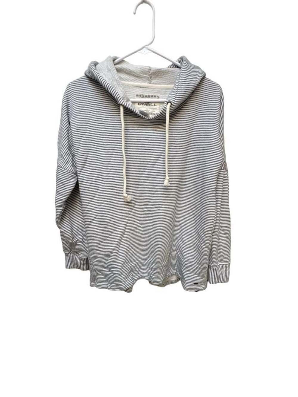 O'Neill Striped Hoodie Size L Blue And White Pullover